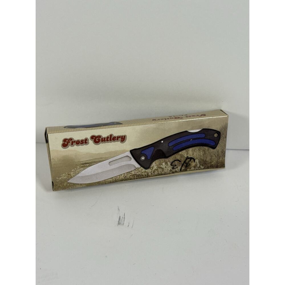 Frost Cutlery FC-14 Folding Pocket Knife Black Blue Handle 3in Blade